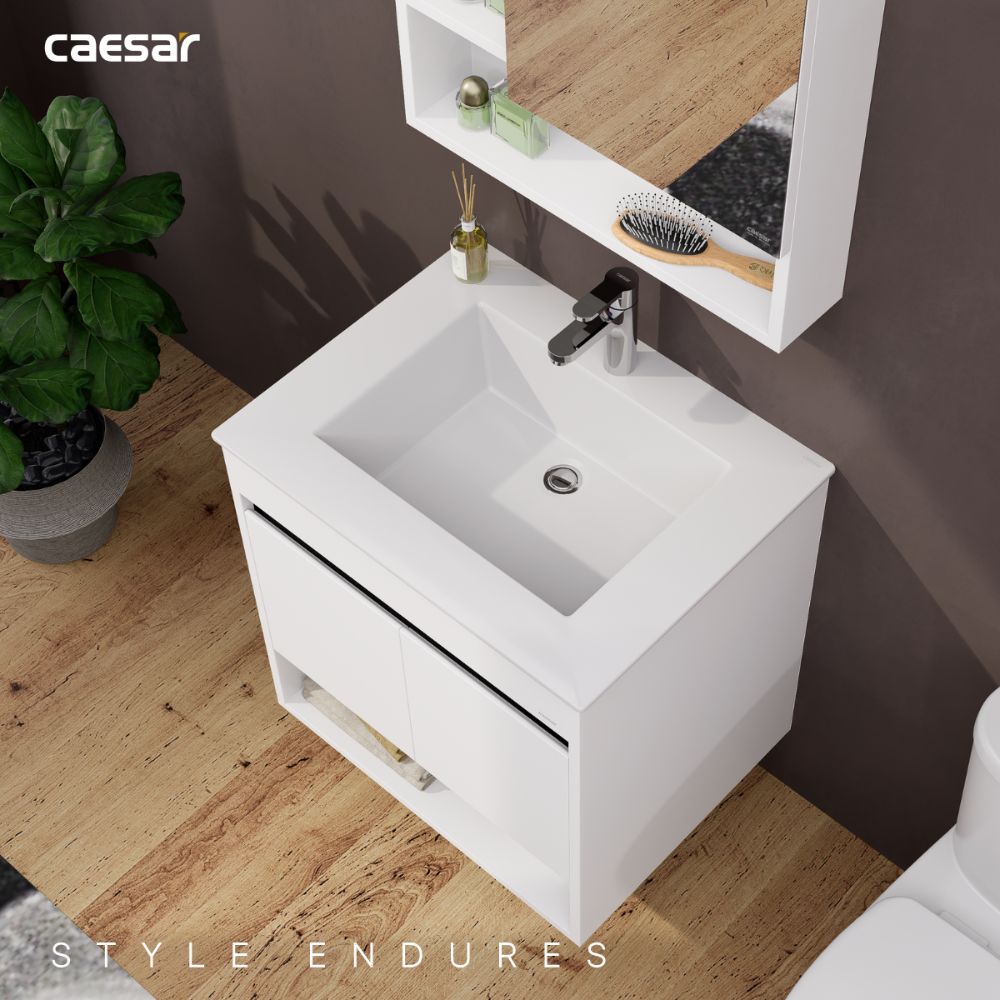 Bộ tủ chậu cabinet màu trắng Caesar LF5030+EH15030AV