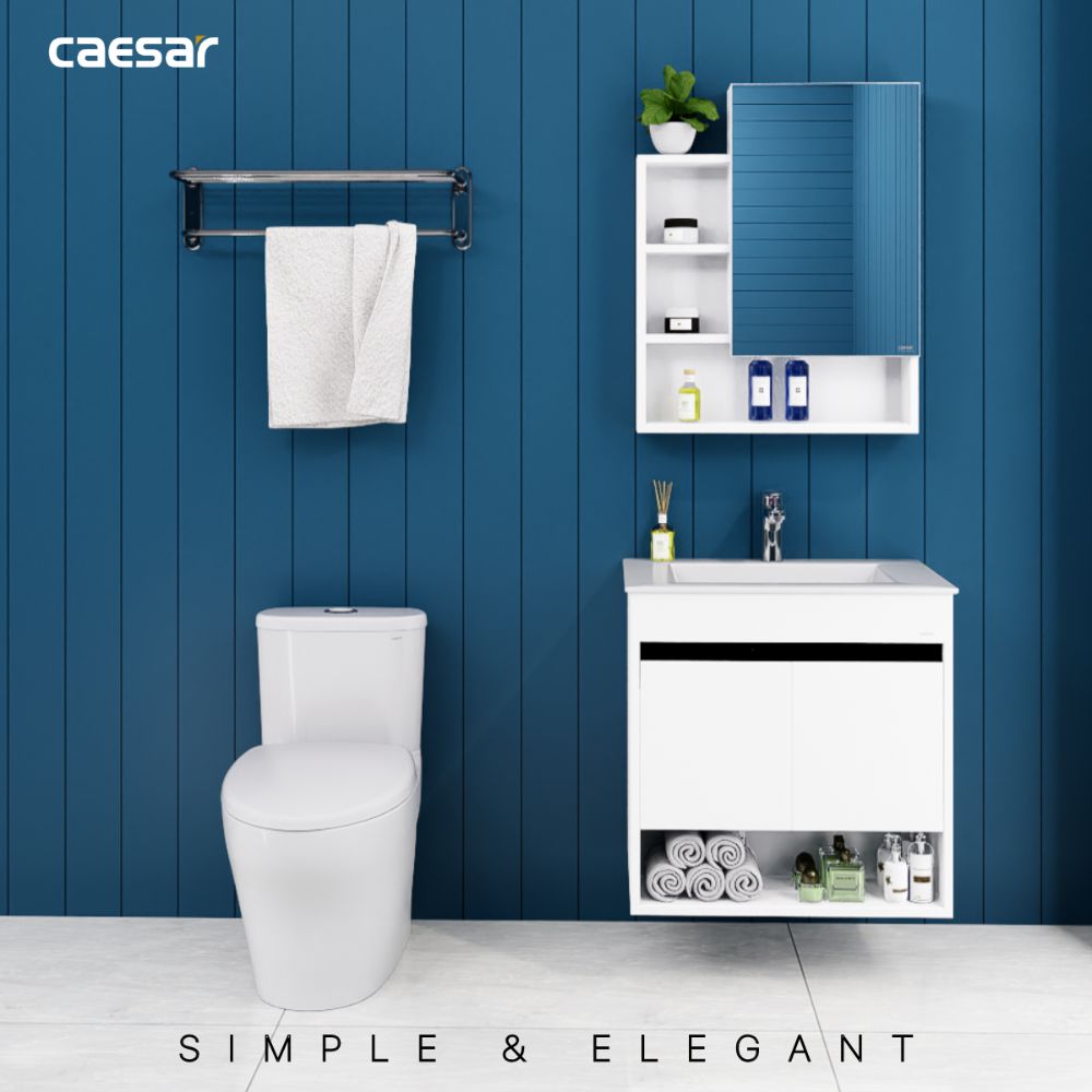 Bộ tủ chậu cabinet màu trắng Caesar LF5030+EH15030AV
