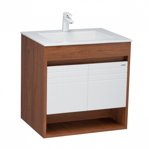 Bộ tủ chậu cabinet treo màu vân gỗ Caesar LF5030+EH05030AWV