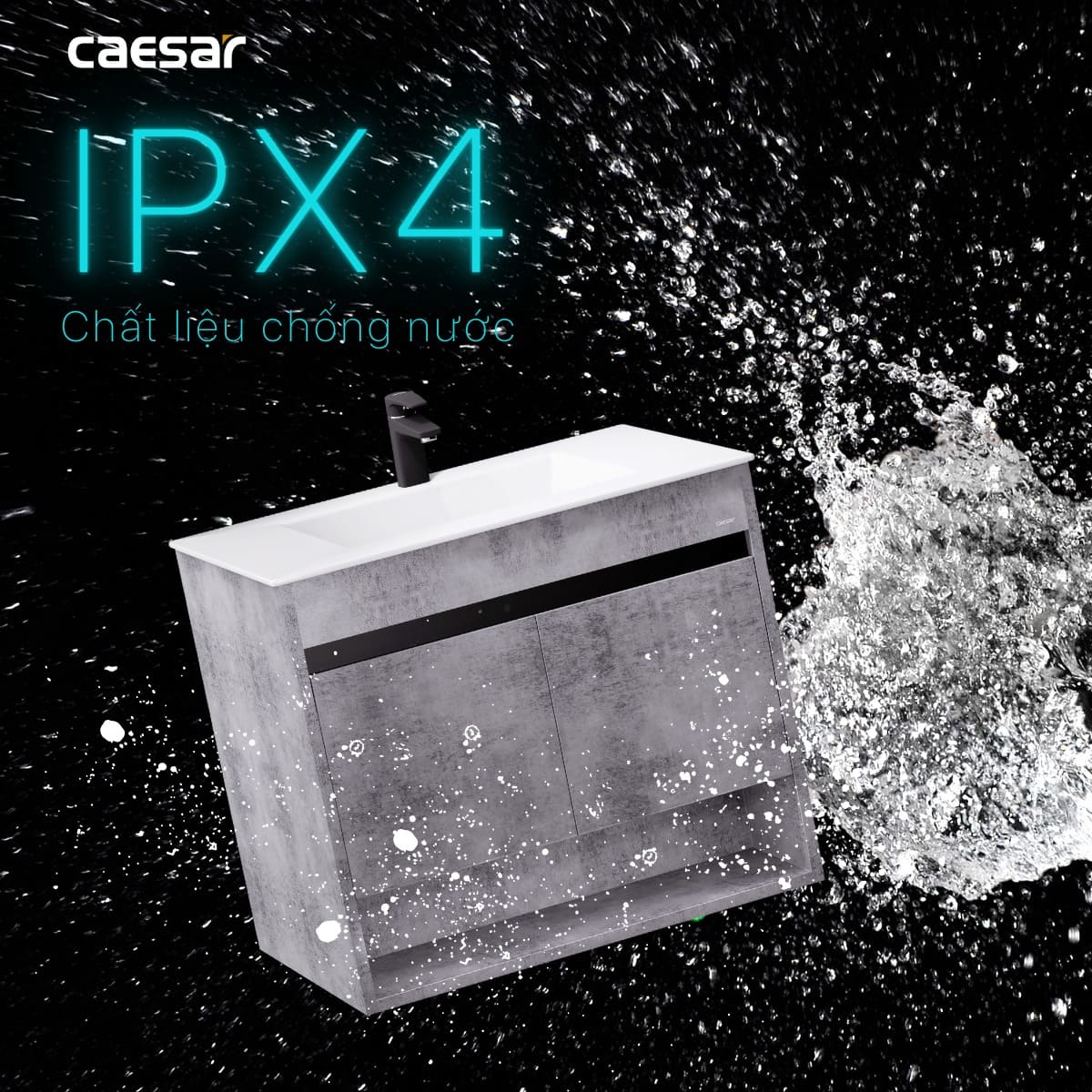 Tủ chậu cabinet treo màu xám đậm Caesar LF5032+EH05032ASV