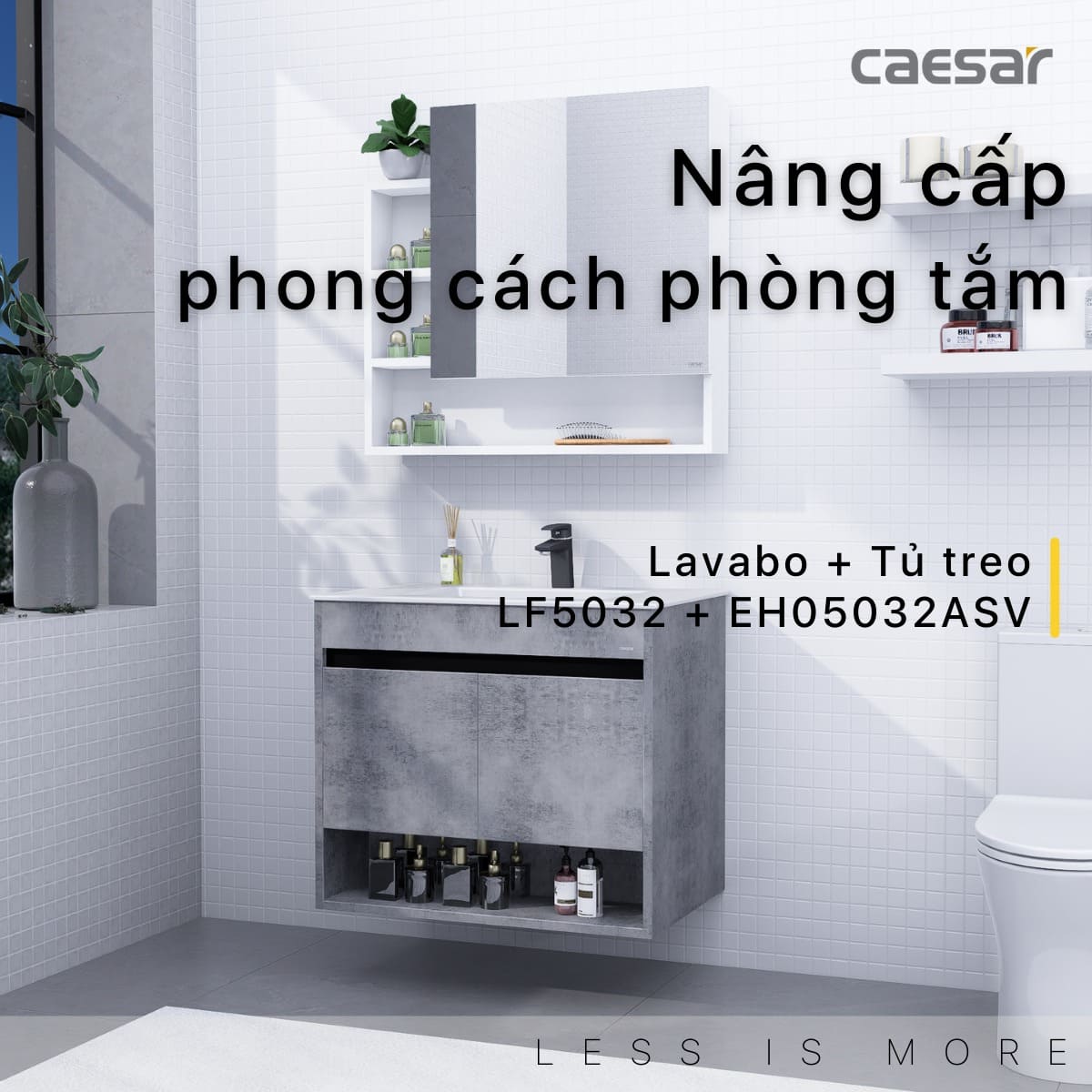 Tủ chậu cabinet treo màu xám đậm Caesar LF5032+EH05032ASV