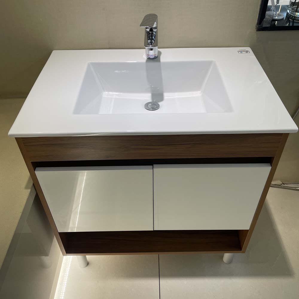 Bộ tủ chậu cabinet treo màu vân gỗ Caesar LF5032+EH05032AWV