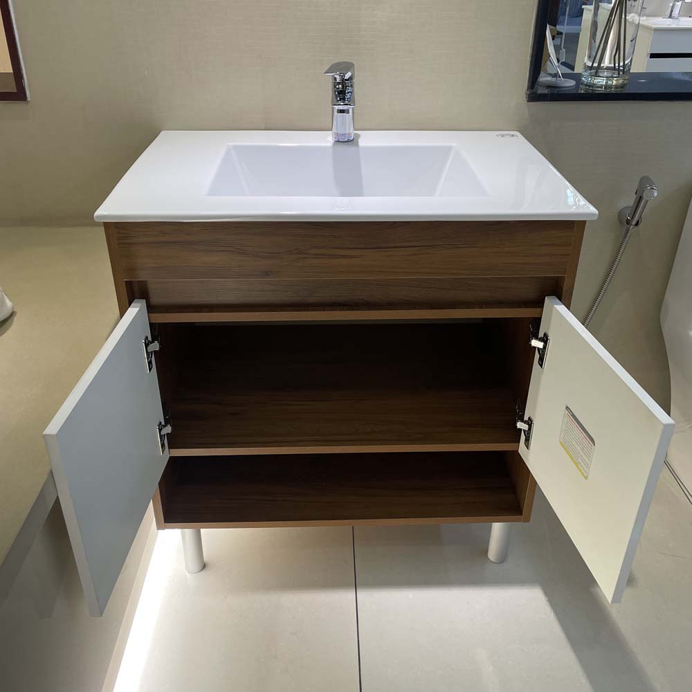 Bộ tủ chậu cabinet treo màu vân gỗ Caesar LF5032+EH05032AWV