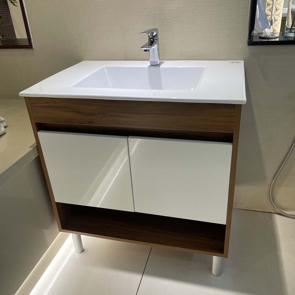 Bộ tủ chậu cabinet treo màu vân gỗ Caesar LF5032+EH05032AWV