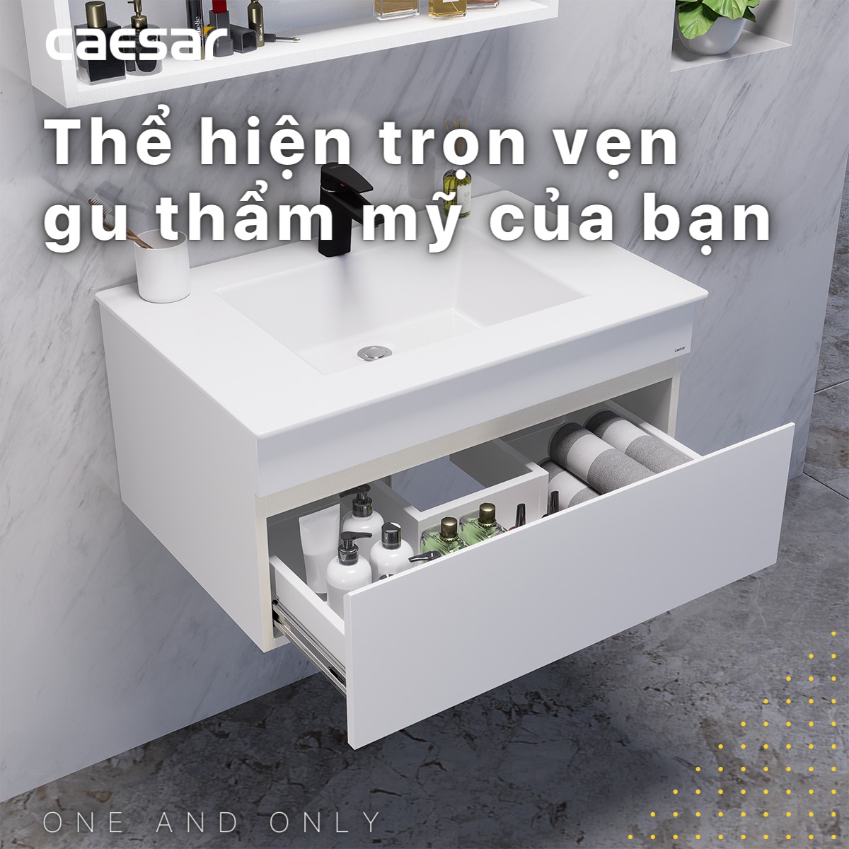 Bộ tủ chậu cabinet treo màu trắng Caesar LF5032+EH05032DDV