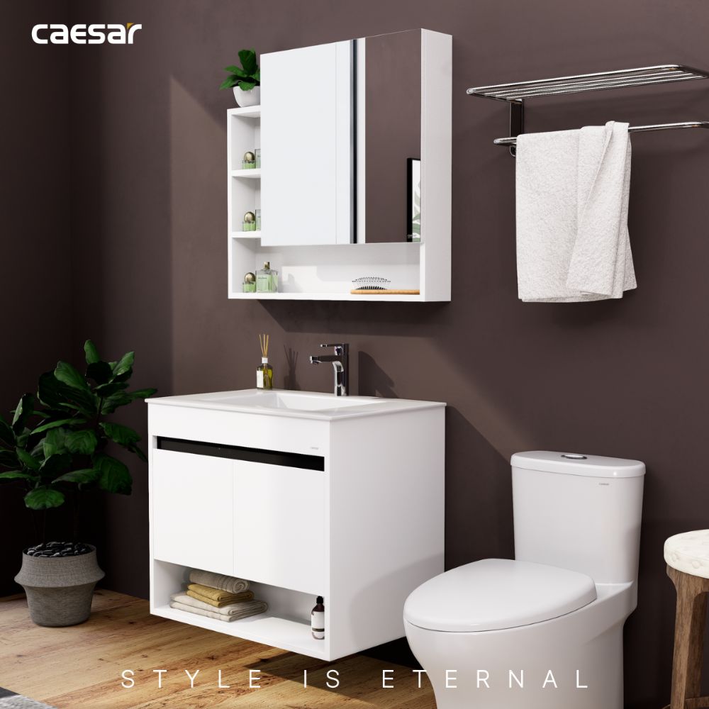 Bộ tủ chậu cabinet treo màu trắng Caesar LF5032+EH15032AV