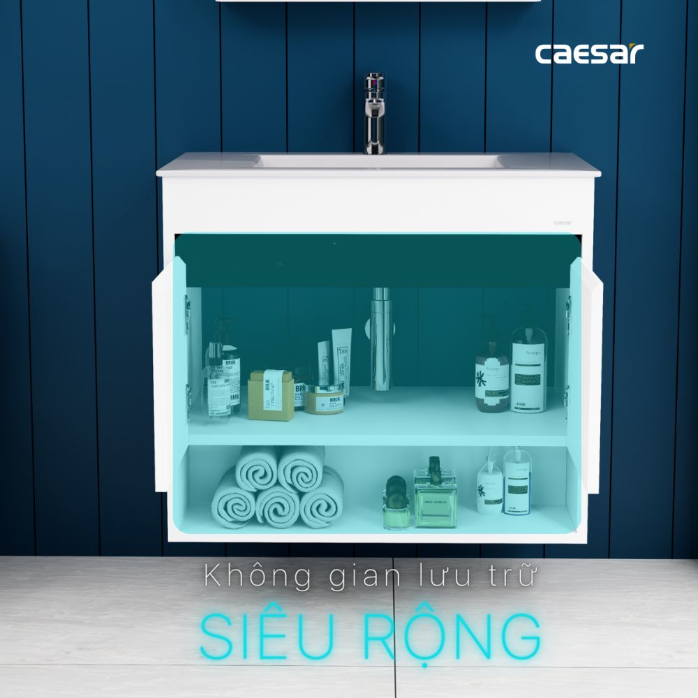 Bộ tủ chậu cabinet treo màu trắng Caesar LF5032+EH15032AV