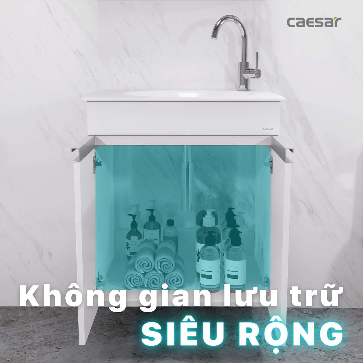 Bộ tủ chậu cabinet treo màu trắng Caesar LF5038+EH05038AV