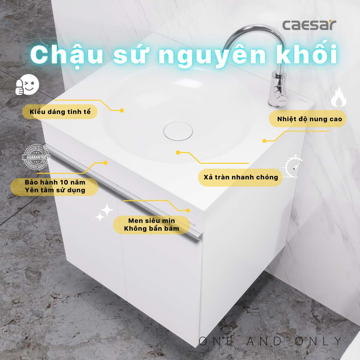 Bộ tủ chậu cabinet treo màu trắng Caesar LF5038+EH05038AV