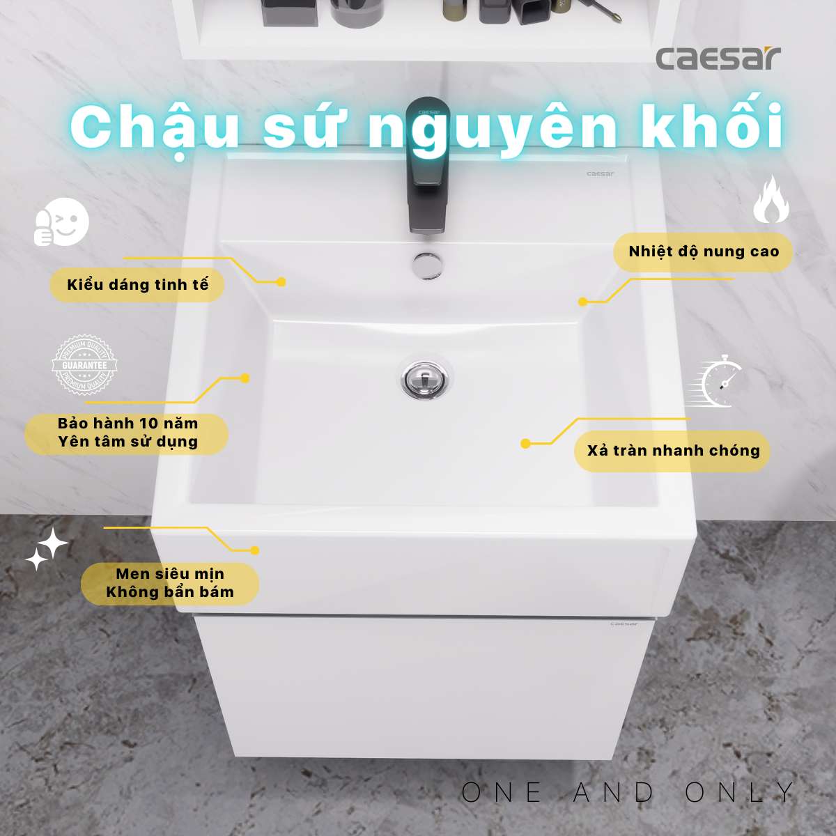 Bộ tủ chậu cabinet treo màu trắng Caesar LF5236+EH05236AV