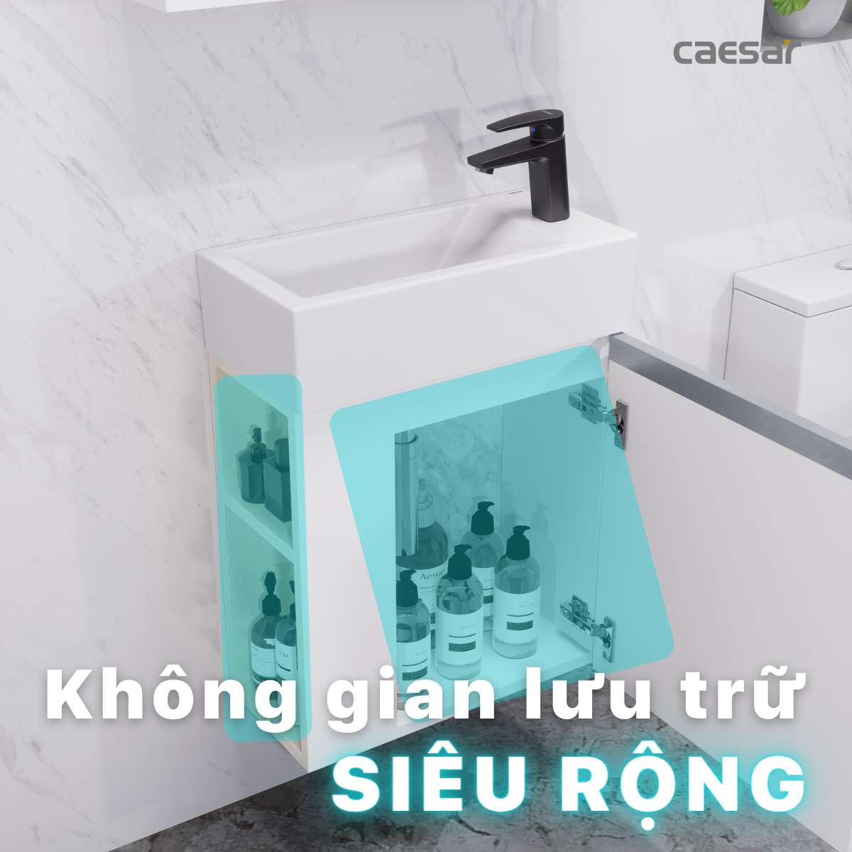 Bộ tủ chậu cabinet treo màu trắng Caesar LF5239S+EH05239AV