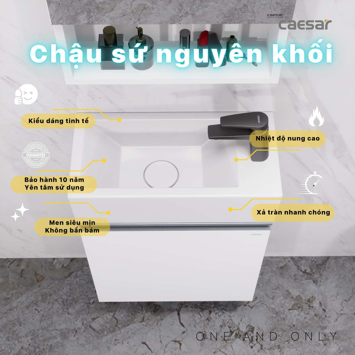 Bộ tủ chậu cabinet treo màu trắng Caesar LF5239S+EH05239AV