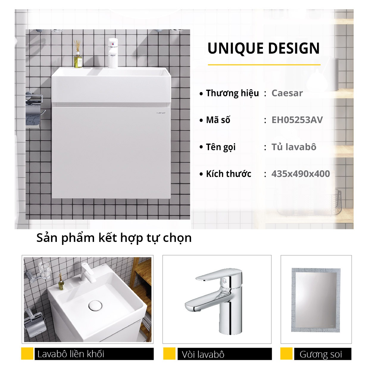 Tủ lavabo liền bàn Caesar LF5253+EH05253AV