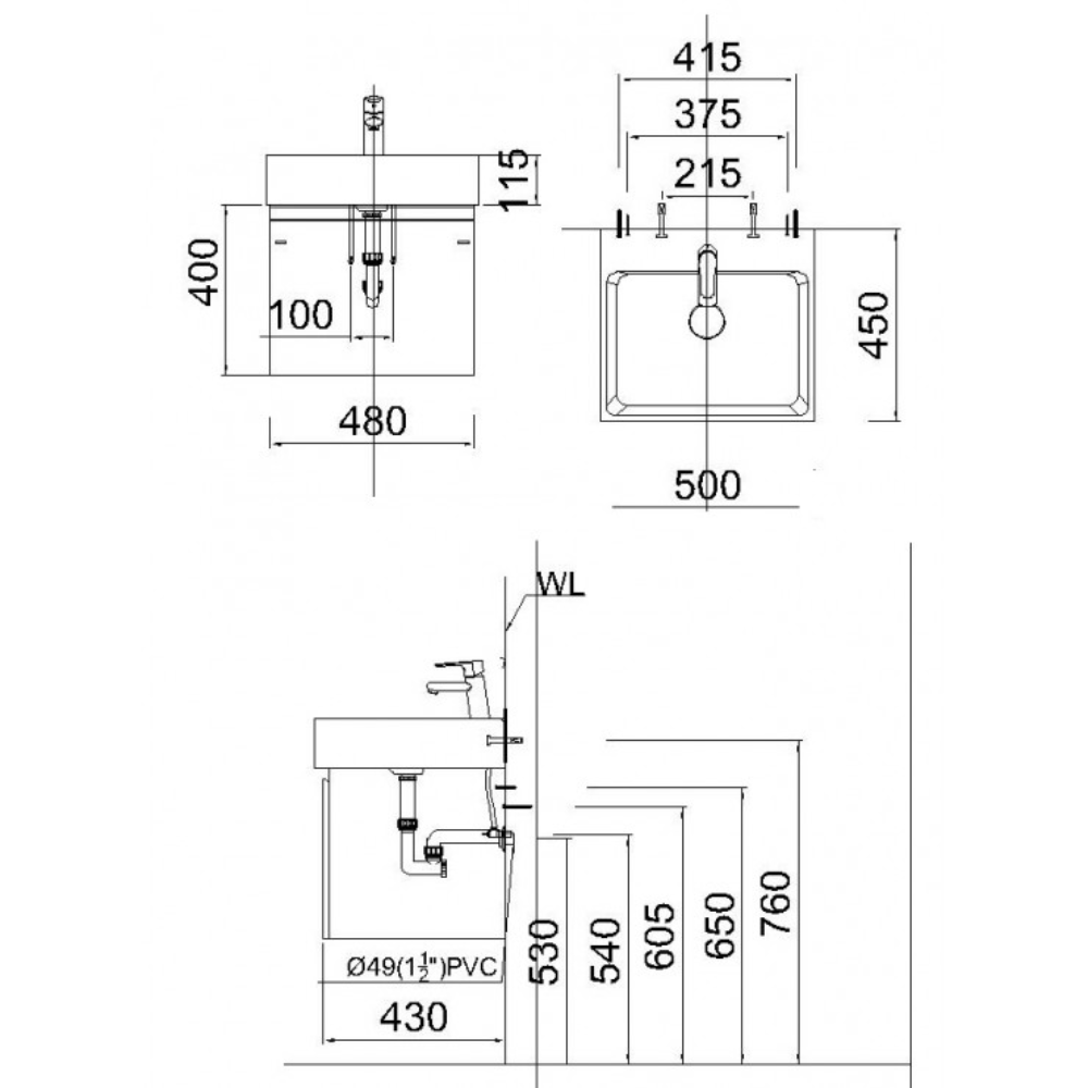 Tủ chậu cabinet Caesar LF5253+EH05253AWV