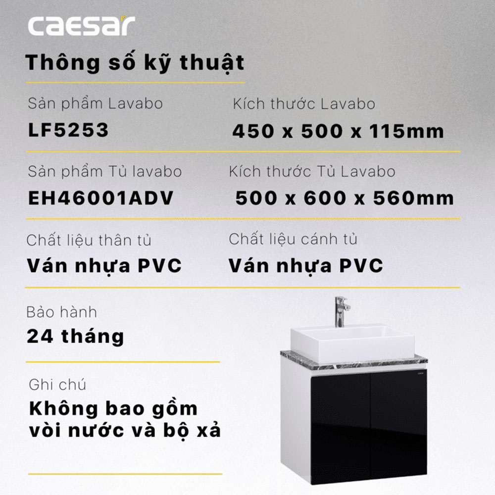 Bộ tủ chậu cabinet treo Caesar LF5253+EH46001ADV