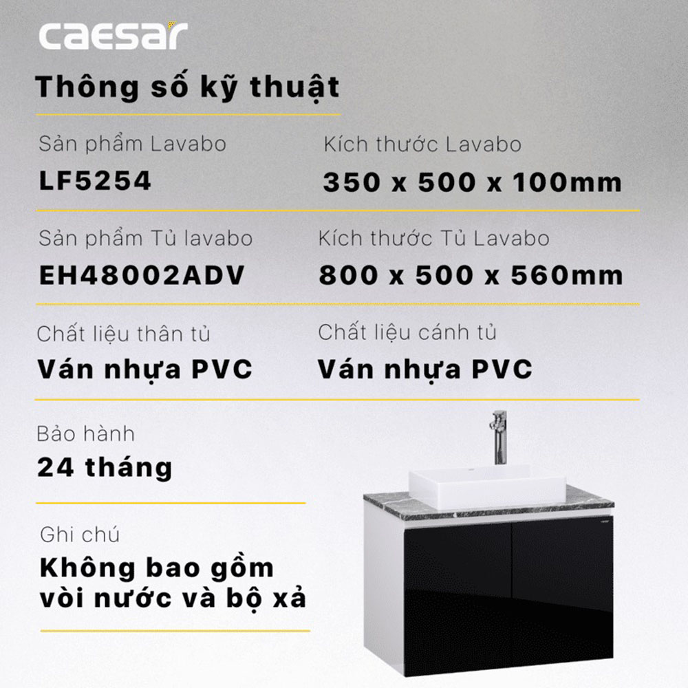 Bộ tủ chậu cabinet treo Caesar LF5254+EH48002ADV