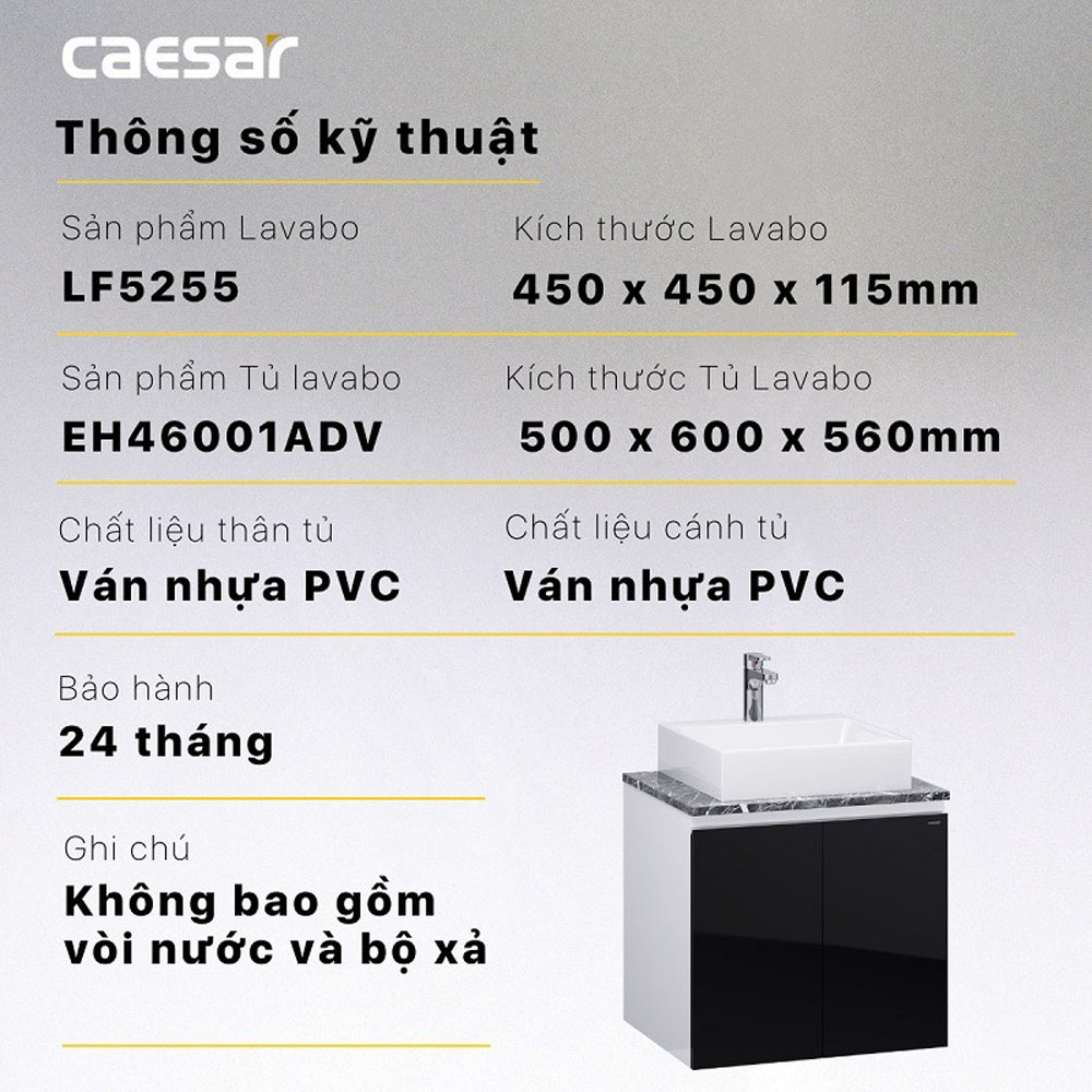 Bộ tủ chậu cabinet treo Caesar LF5255+EH46001ADV