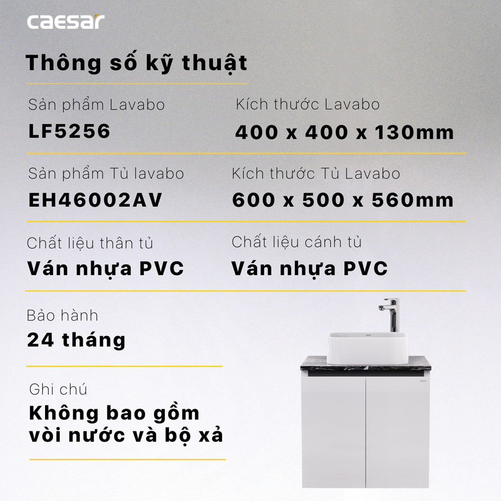 Bộ tủ chậu cabinet treo Caesar LF5256+EH46002AV