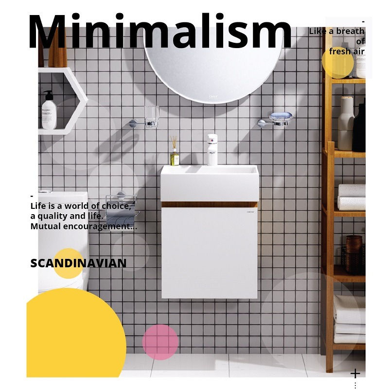 Bộ tủ chậu cabinet treo màu vân gỗ Caesar LF5257+EH05257AWV