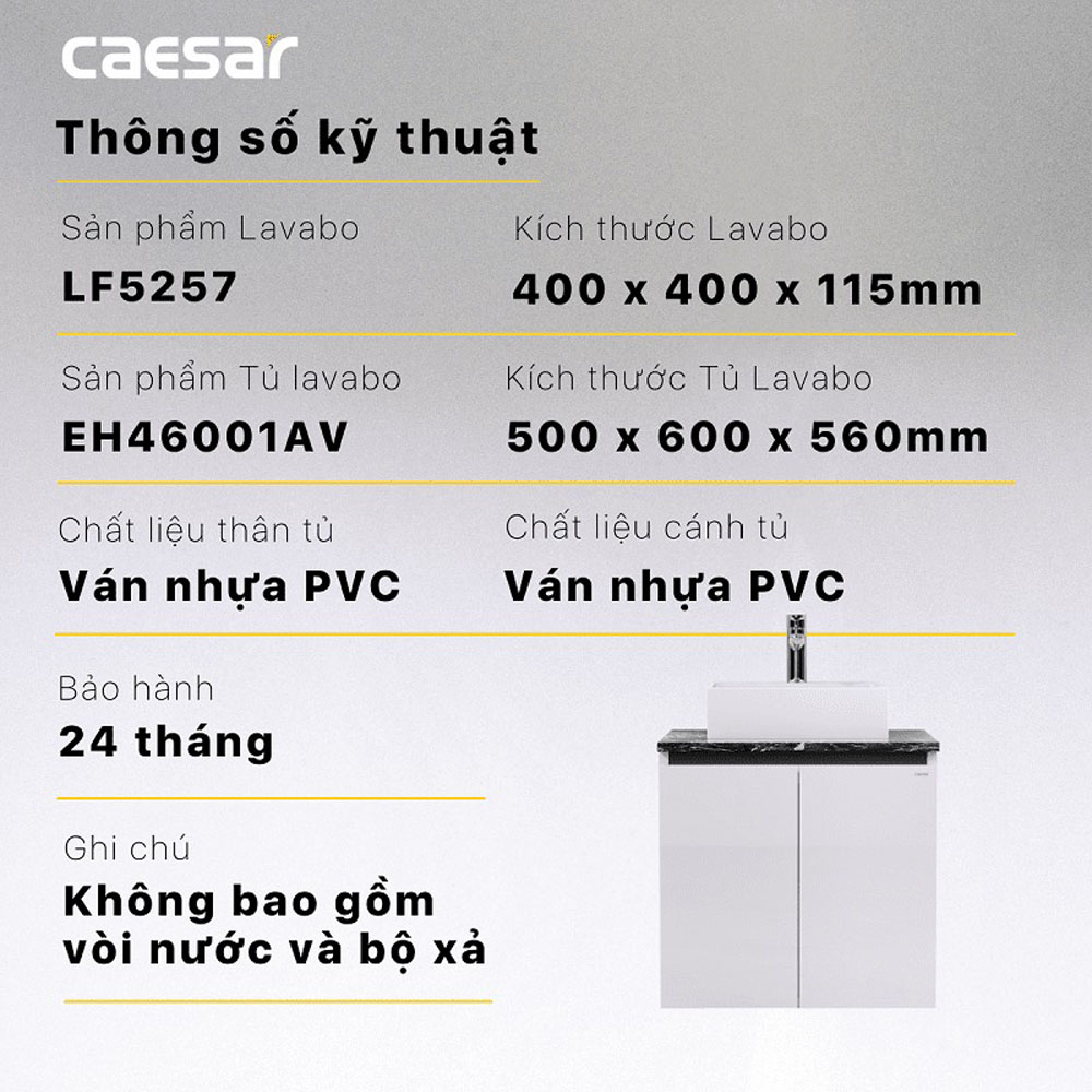 Bộ tủ chậu cabinet treo Caesar LF5257+EH46001AV