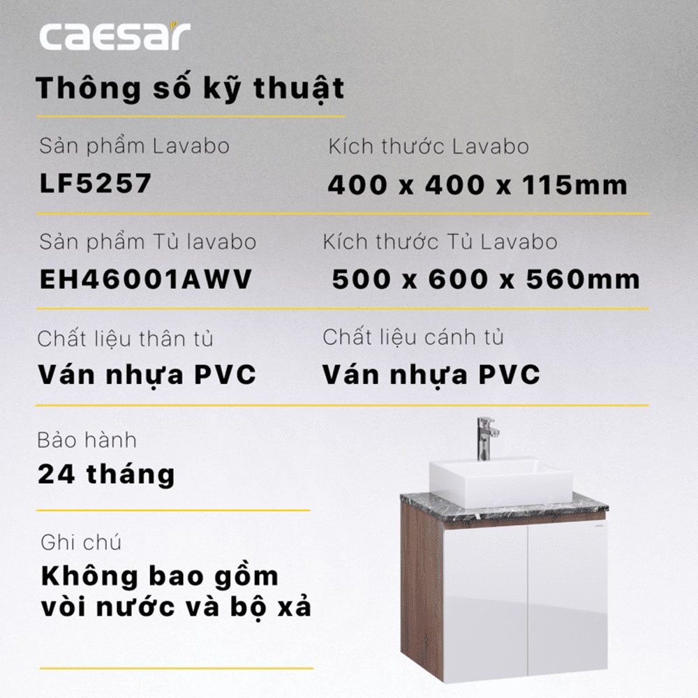 Bộ tủ chậu cabinet treo Caesar LF5257+EH46001AWV