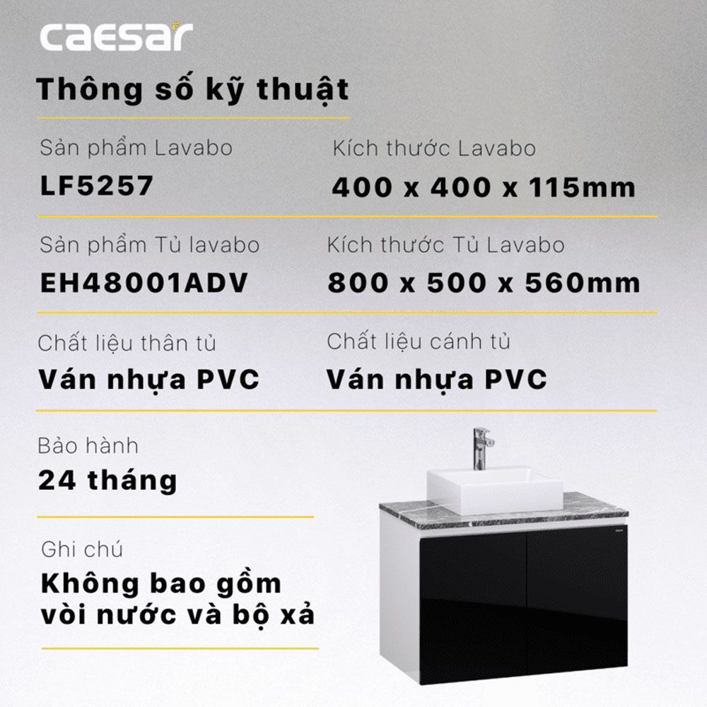 Bộ tủ chậu cabinet treo Caesar LF5257+EH48001ADV