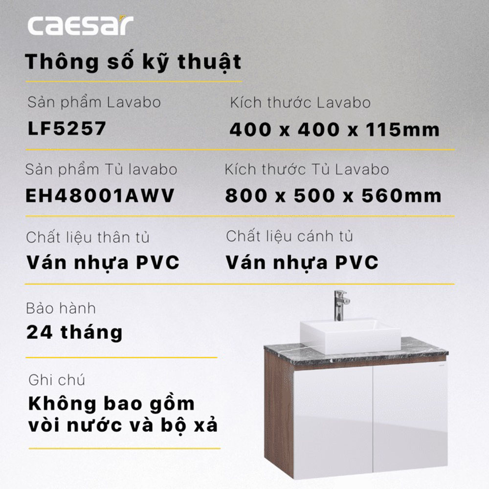 Bộ tủ chậu cabinet treo Caesar LF5257+EH48001AWV