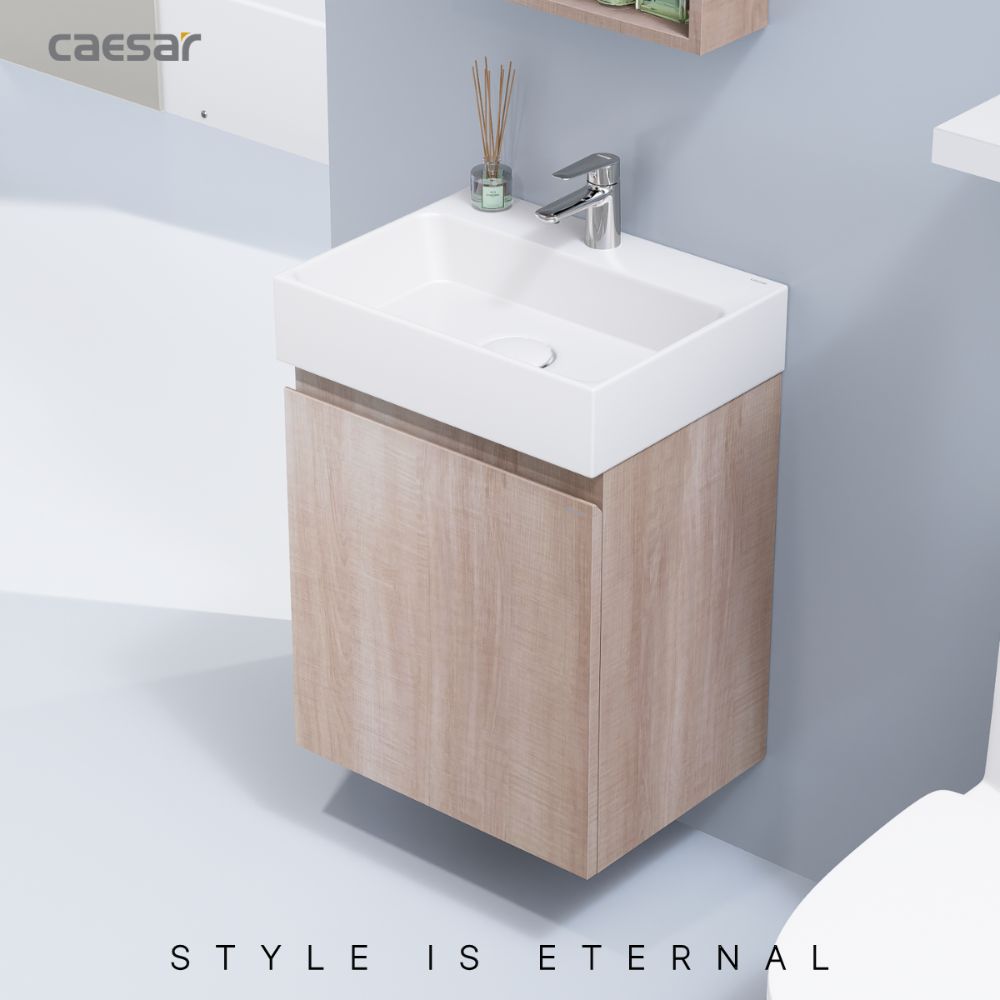 Bộ tủ chậu cabinet treo vân gỗ Caesar LF5259+EH05259AW7V