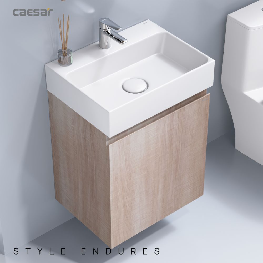 Bộ tủ chậu cabinet treo vân gỗ Caesar LF5259+EH05259AW7V