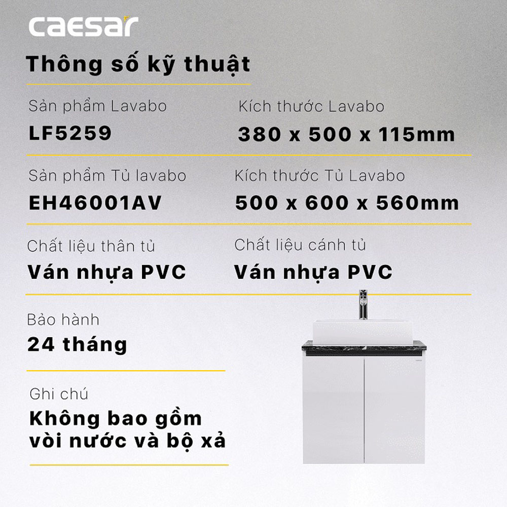Bộ tủ chậu cabinet treo Caesar LF5259+EH46001AV