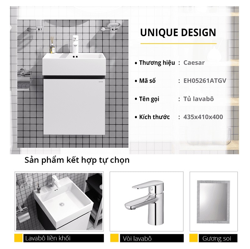 Tủ chậu cabinet Caesar LF5261+EH05261ATGV