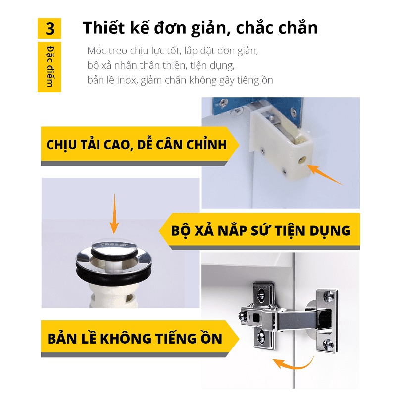 Bộ tủ chậu cabinet treo màu trắng Caesar LF5261+EH05261AV