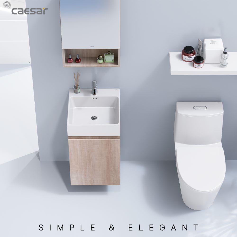 Bộ tủ chậu cabinet treo vân gỗ Caesar LF5261+EH05261AW7V