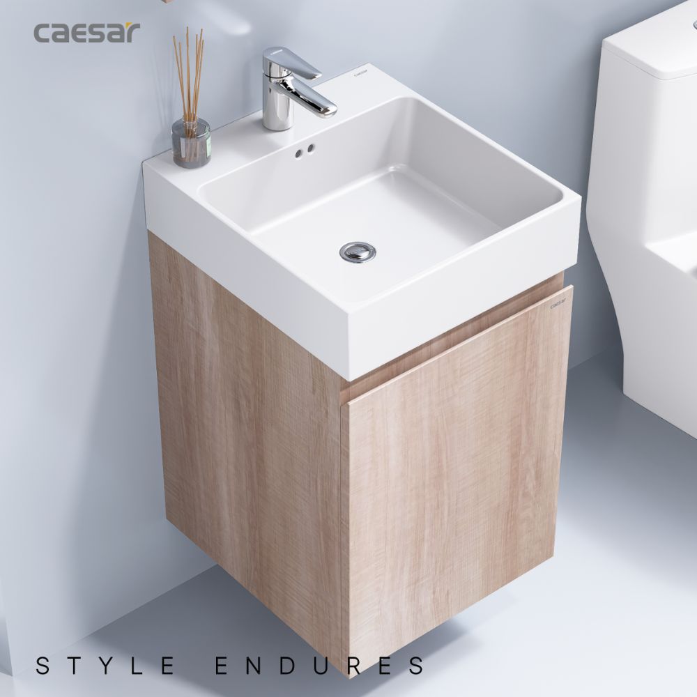 Bộ tủ chậu cabinet treo vân gỗ Caesar LF5261+EH05261AW7V