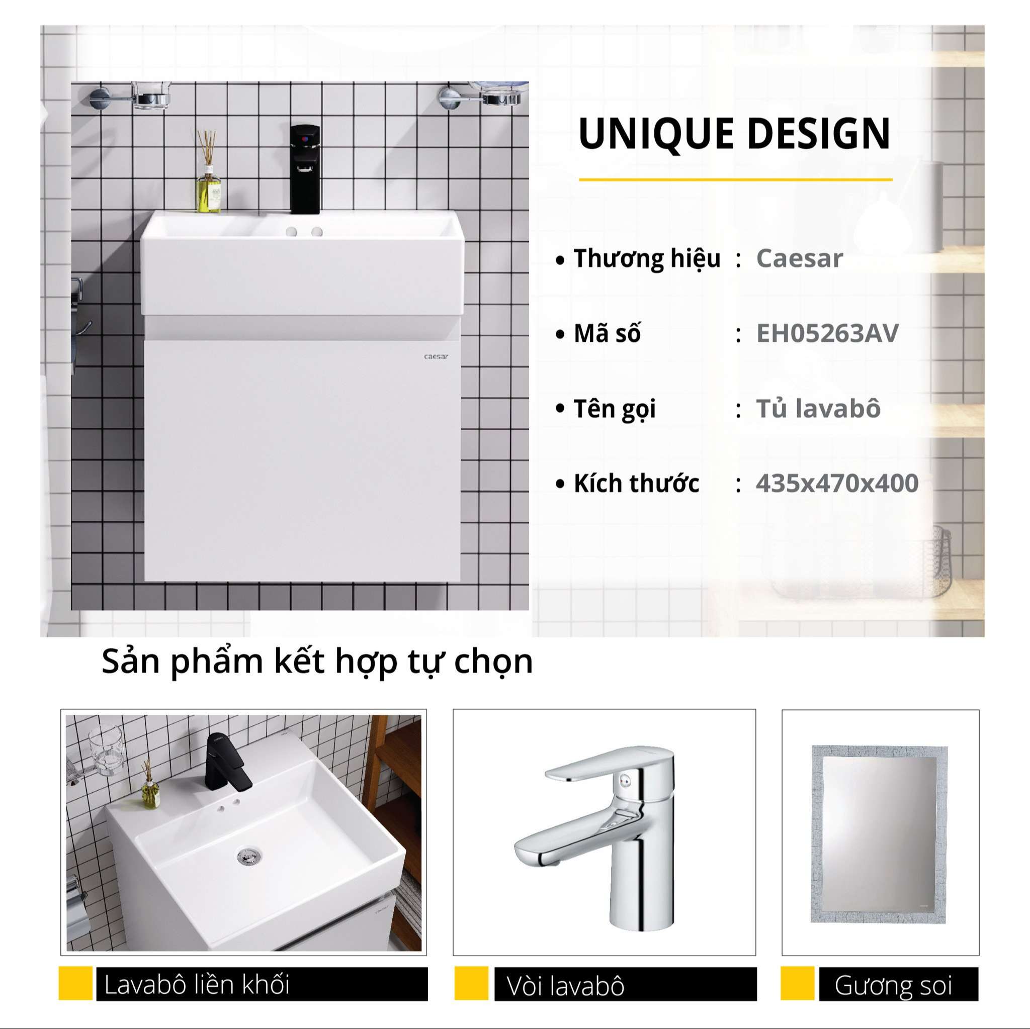 Tủ chậu cabinet Caesar LF5263+EH05263AV