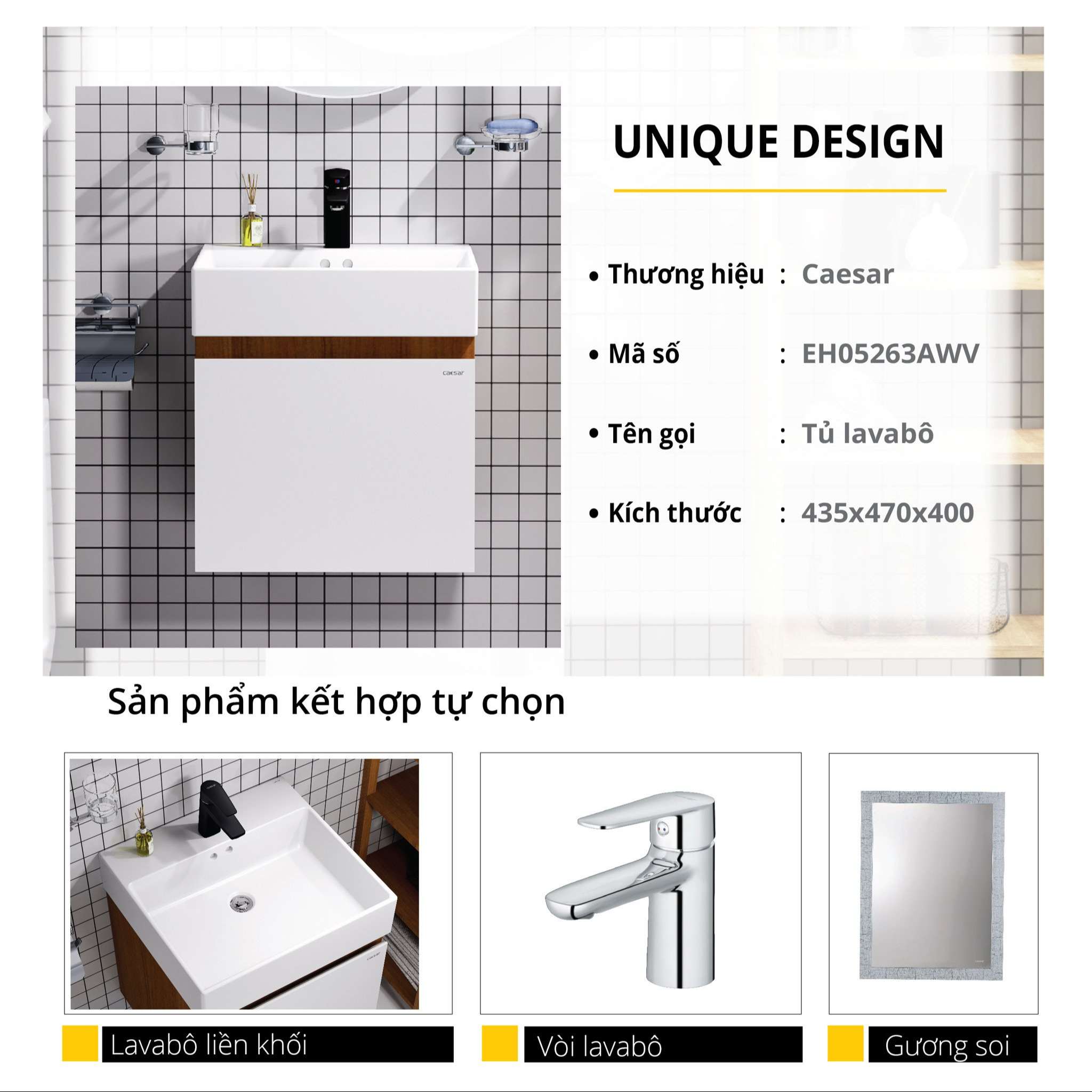 Tủ chậu cabinet Caesar LF5263+EH05263AWV