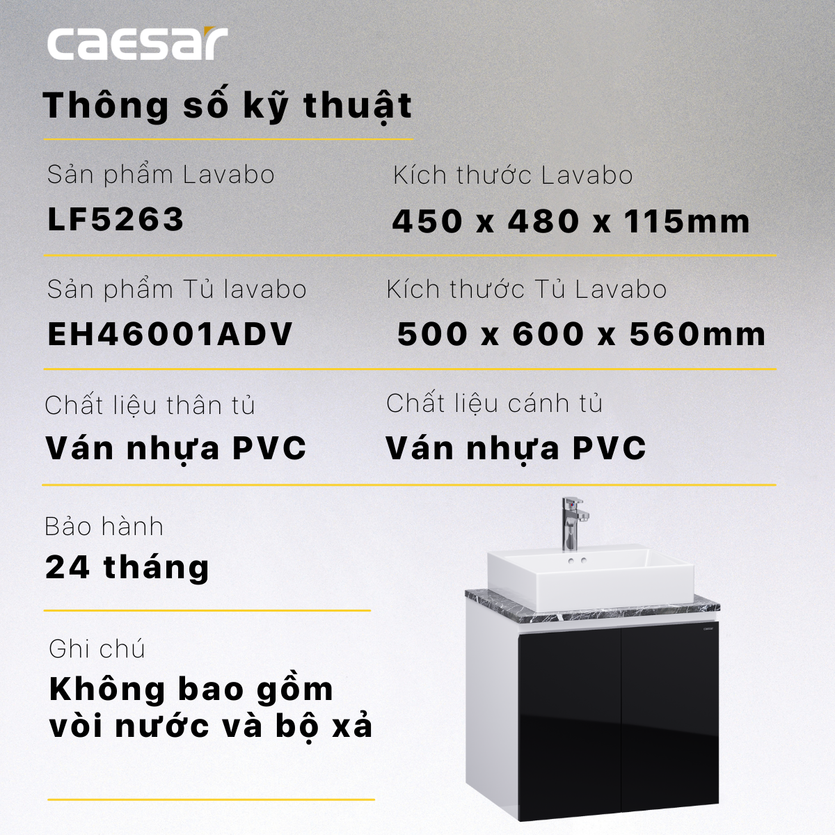 Bộ tủ chậu cabinet Caesar LF5263+EH46001ADV