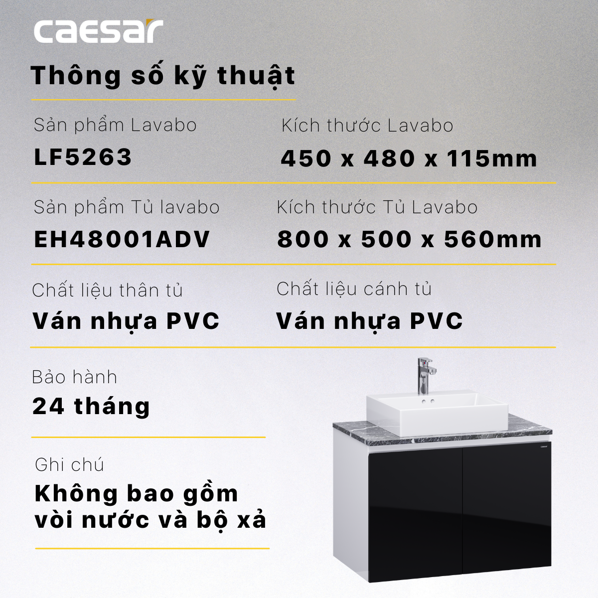 Bộ tủ chậu cabinet Caesar LF5263+EH48001ADV