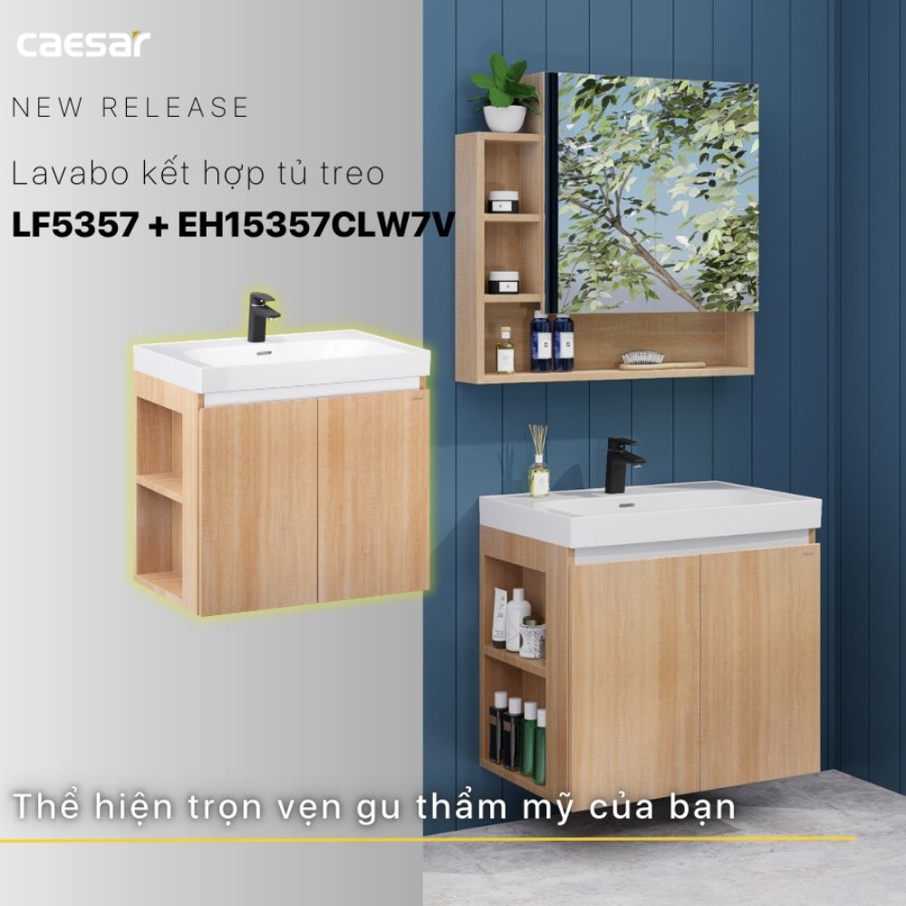 Bộ tủ chậu cabinet treo Caesar LF5357+EH15357CLW7V