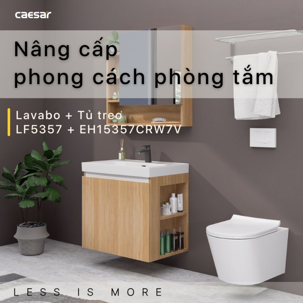Bộ tủ chậu cabinet treo Caesar LF5357+EH15357CRW7V