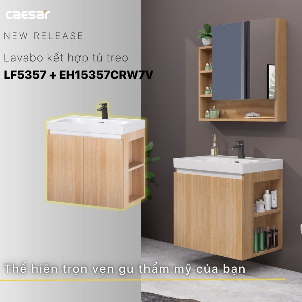 Bộ tủ chậu cabinet treo Caesar LF5357+EH15357CRW7V