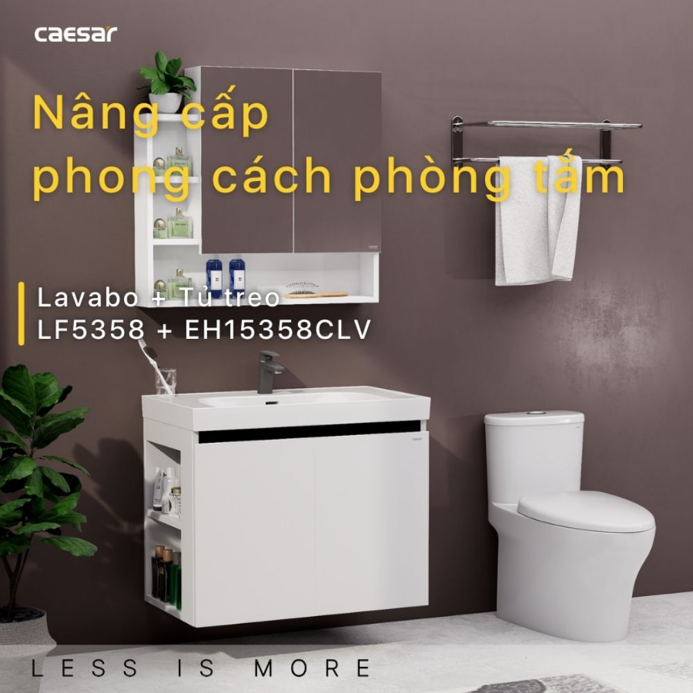 Bộ tủ chậu cabinet treo Caesar LF5358+EH15358CLV