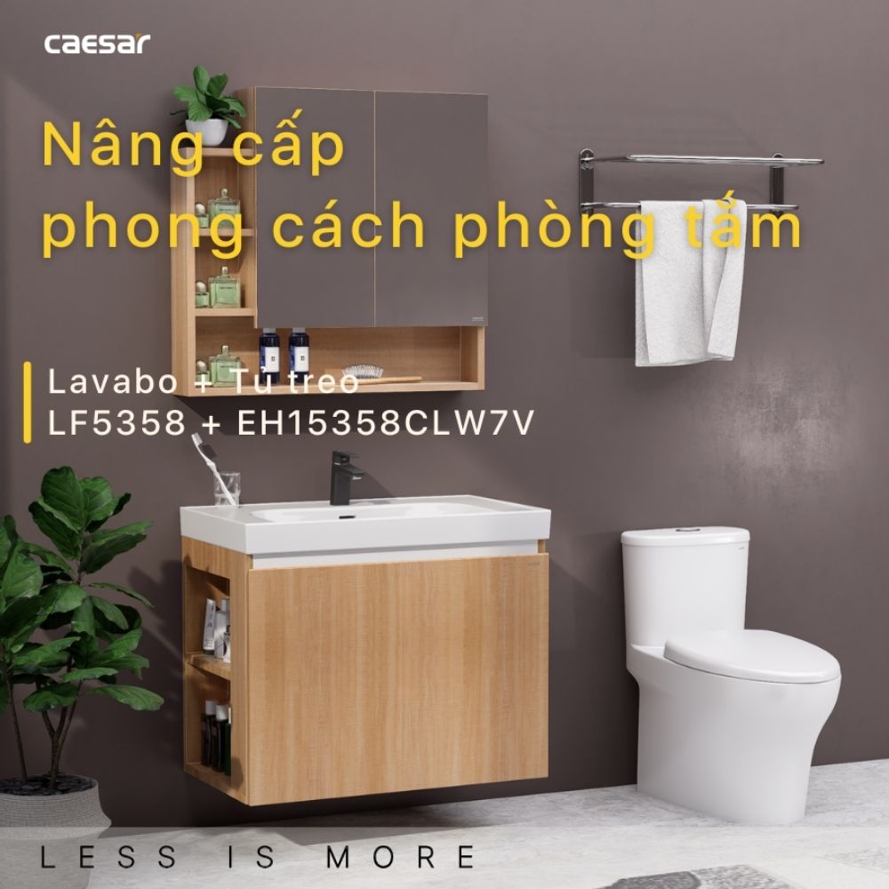 Bộ tủ chậu cabinet treo Caesar LF5358+EH15358CLW7V