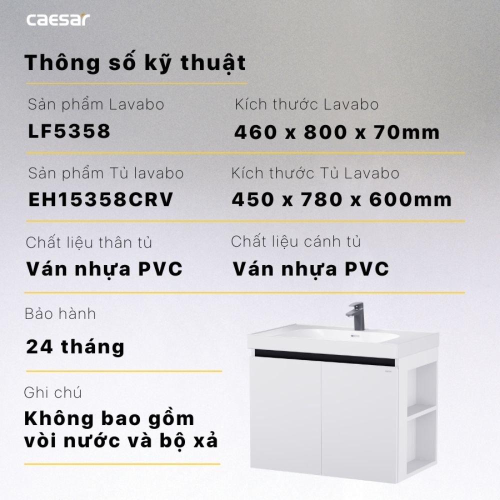 Bộ tủ chậu cabinet treo Caesar LF5358+EH15358CRV