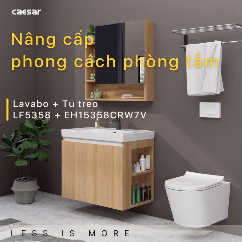 Bộ tủ chậu cabinet treo Caesar LF5358+EH15358CRW7V