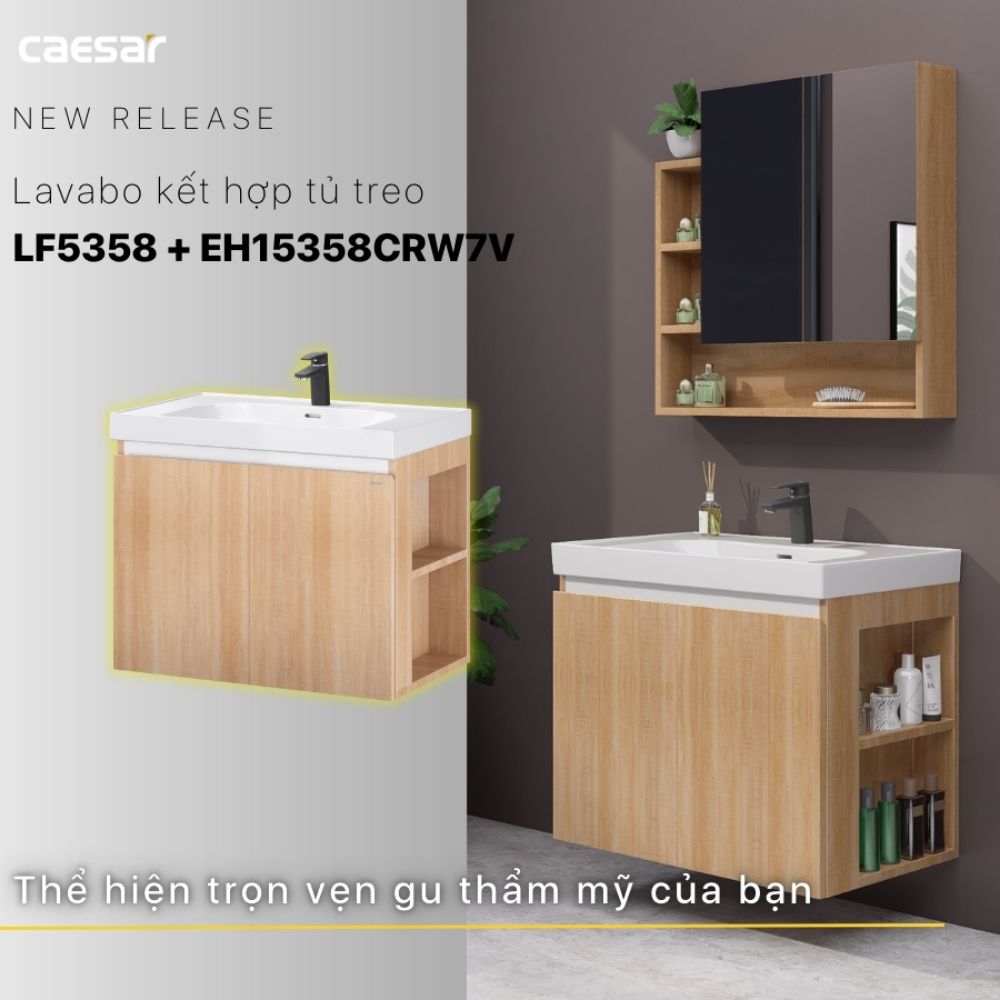 Bộ tủ chậu cabinet treo Caesar LF5358+EH15358CRW7V