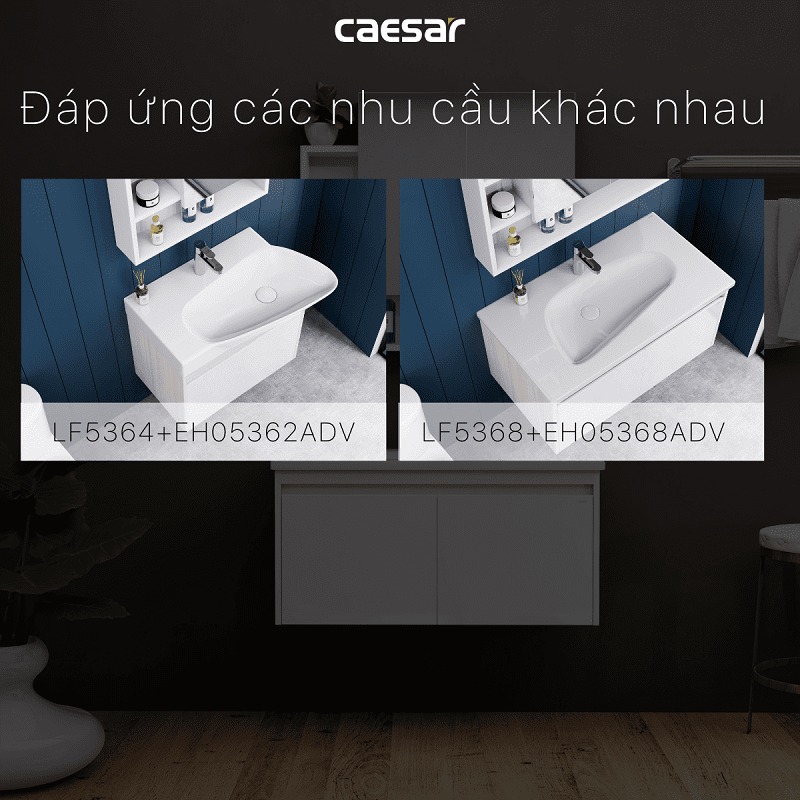 Bộ tủ chậu cabinet treo màu trắng Caesar LF5368+EH05368ADV