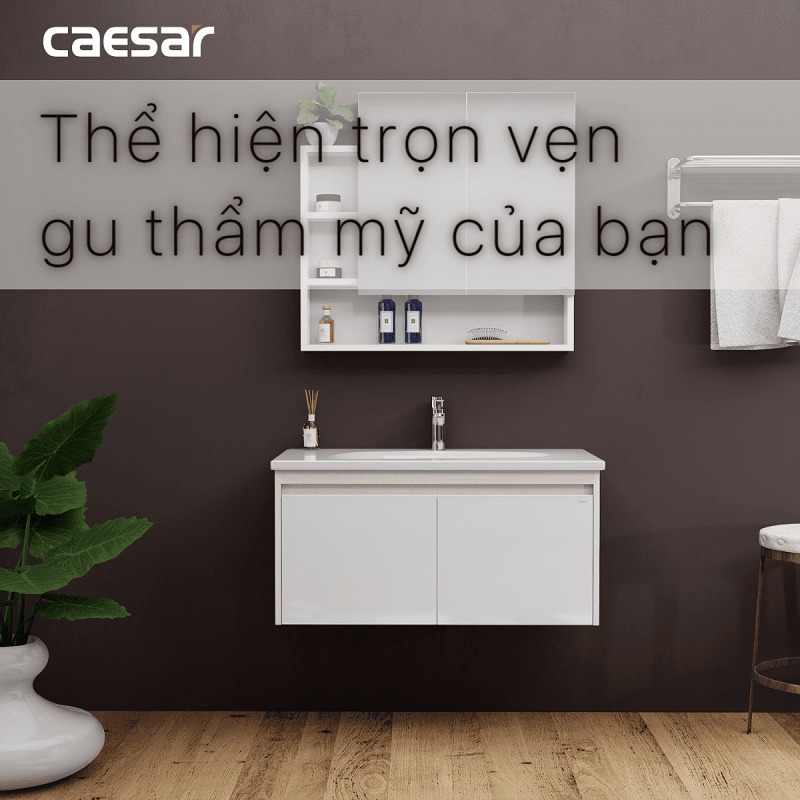 Bộ tủ chậu cabinet treo màu trắng Caesar LF5368+EH05368ADV