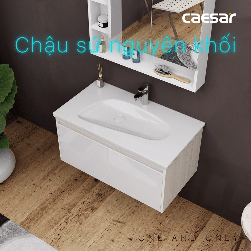 Bộ tủ chậu cabinet treo màu trắng Caesar LF5368+EH05368ADV
