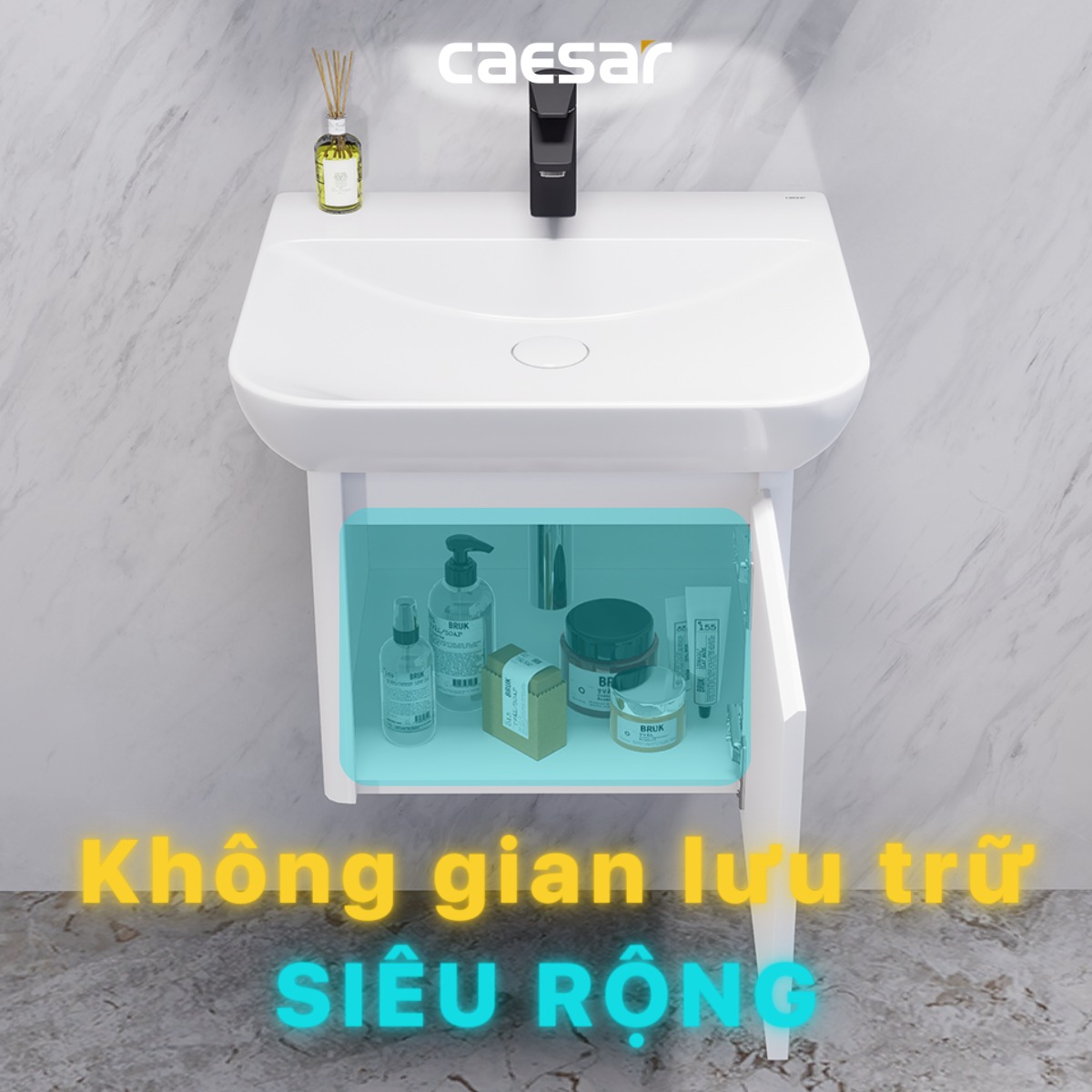 Bộ tủ chậu cabinet treo màu trắng Caesar LF5370+EH05370AV
